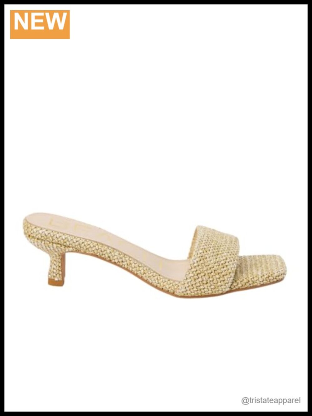 Raffia Square Toe Kitten Heel Mule Sandals
